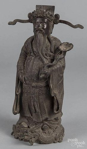 Chinese bronze figure of a man, 14 1/4'' h.