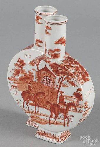 Chinese export double-moon vase with a fox hunting scene, 8 1/4'' h.