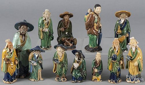 Twelve Chinese mud men figures, tallest - 6 1/2''.
