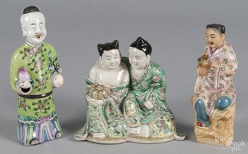 Three Chinese porcelain figures, tallest - 8''.