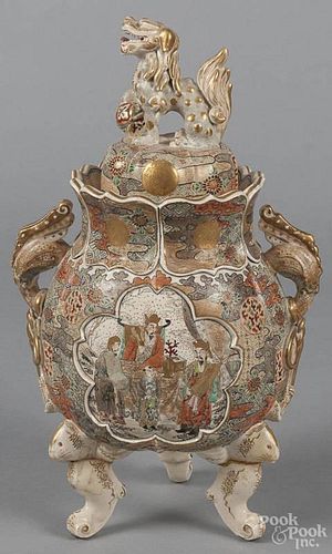 Chinese cloisonné moon vase, 5 1/2'' h., together with a papier-mâché tray