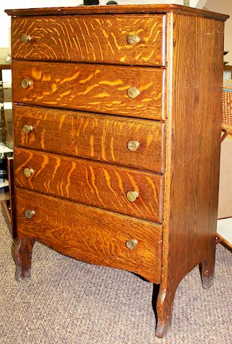 Oak 4 drawer cylinder phonograph record cabinet 