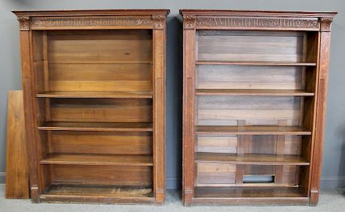A Fine Pair of Antique Oak Open Front Bookcases