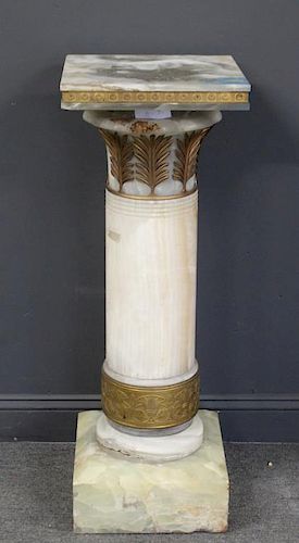 19 Century Bronze Mounted Alabaster Pedestal