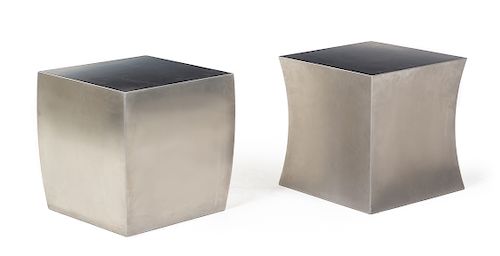 Attributed to Robert Kuo, (Chinese, b. 1945), silvered occasional tables