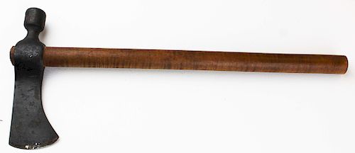 early 20th c pipe tomahawk w/ tiger maple shaft