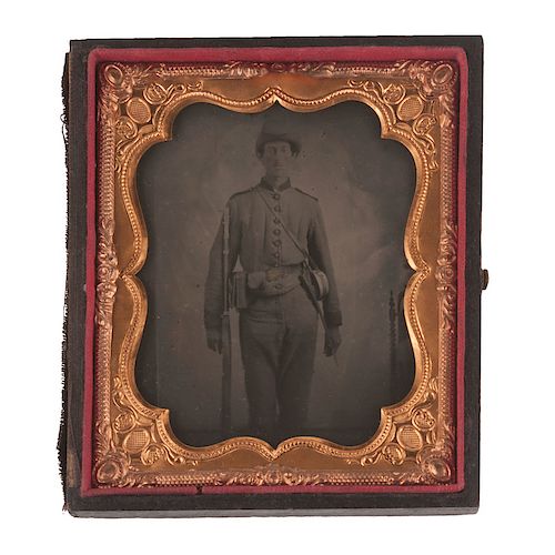 Sixth Plate Tintype of a Confederate Infantryman
