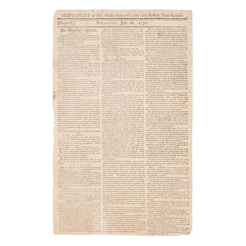 Boston Massacre Supplement to the Massachusetts Gazette and Boston News-Letter, July 26, 1770