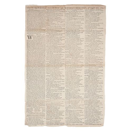 From the New-York Gazette and Weekly Mercury Single Sheet Broadsheet, With Coverage of Non-Importation Agreements, 1770