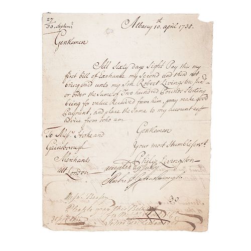 Correspondence with Storke and Gainsborough, London, from Philip Livingston, Andrew and Peter Oliver, and Others