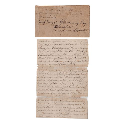 CSA Letter from Francis Fitzhugh, Charlottesville Light Artillery, Referencing the Battle of Cedar Creek