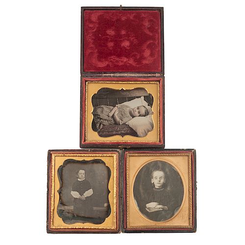 Lot of Three Possible Postmortem Daguerreotypes of Children 
