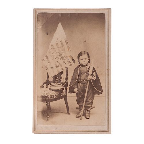 CDV of a Young Boy with Grant/Colfax Campaign Flag 