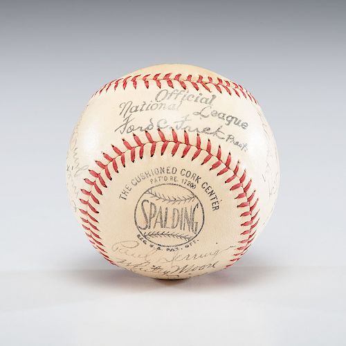Cincinnati Reds 1940 World Series Champions Team-Signed Ball, Incl. Hall of Famers Lombardi and McKechnie