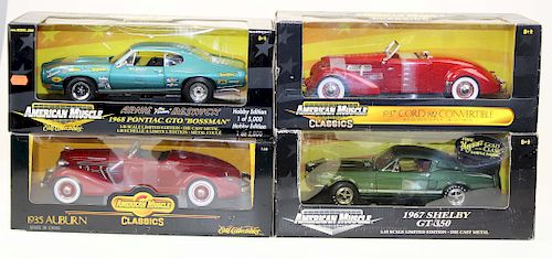 four Ertl American Muscle diecast cars