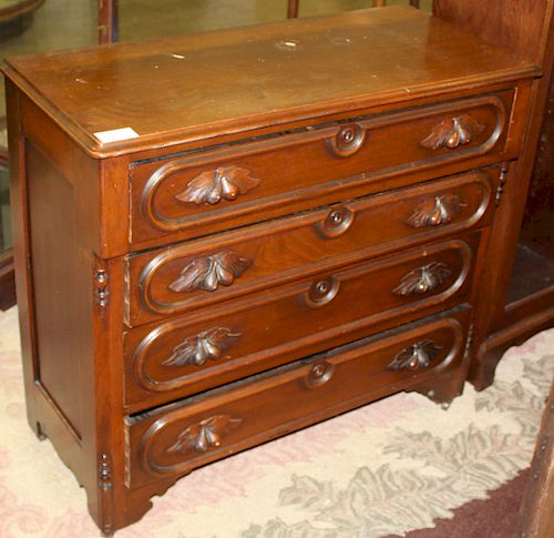 Victorian black walnut 4 drawer chest