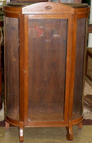 ca. 1920 oak curved glass china cabinet 