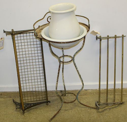 wrought iron wash stand, towel bar, luggage rack