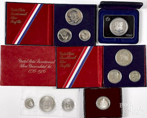 Two Bicentennial silver proof sets, etc.