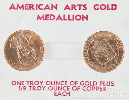 Two American Arts gold medallions, 1 ozt.