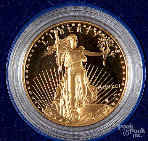 American Eagle 1 ozt. proof gold bullion coin.