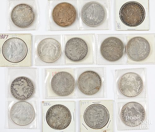 Fifteen Morgan silver dollars, etc.