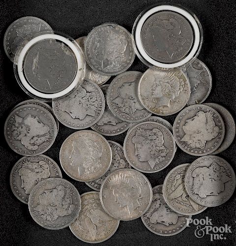 Twenty Morgan silver dollars, etc.