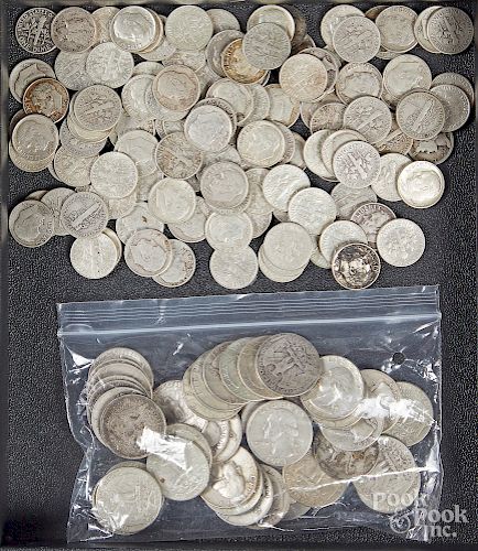US silver dimes and quarters, etc.