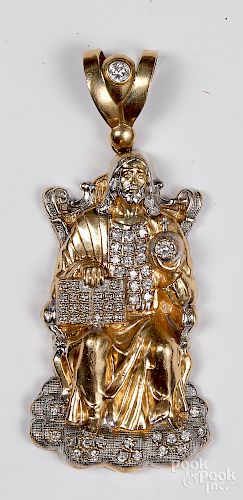10K gold and zirconia pendant, 22.5 dwt.
