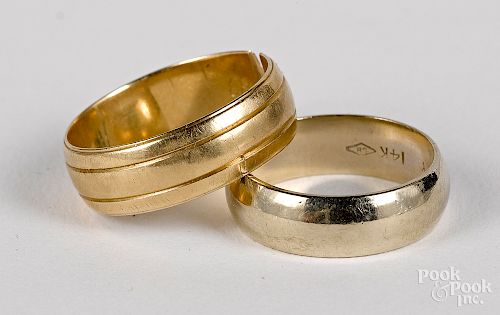 Two 14K gold wedding bands, 6.4 dwt.
