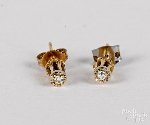 14K gold diamond earrings.