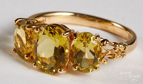 14K yellow gold gemstone ring