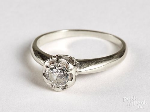 14K white gold diamond solitaire ring, 1.7 dwt.