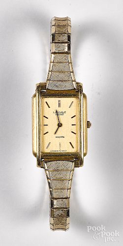 Seiko 14K wristwatch with plated band.