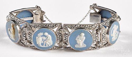 Silver bracelet with Wedgwood mounts.