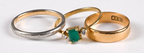 Two 18K wedding bands, 4 dwt., etc.