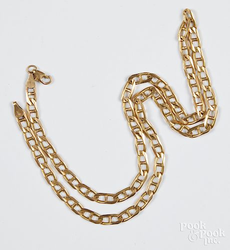 14K yellow gold necklace, 14.6 dwt.