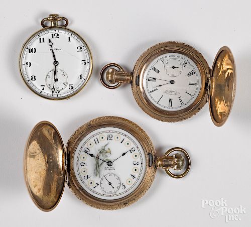 Three gold filled pocket watches.