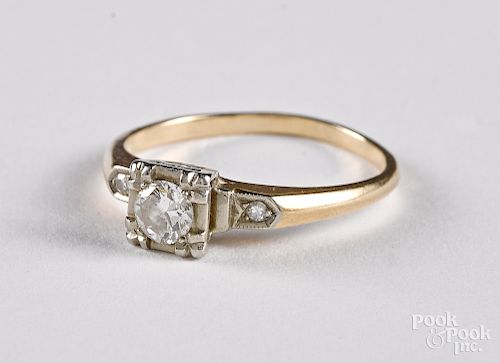 14K and 18K gold and diamond ring, 1.3 dwt.