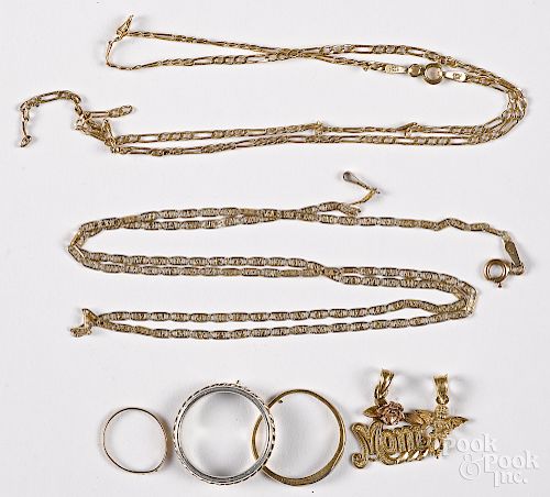 Assorted group of gold jewelry