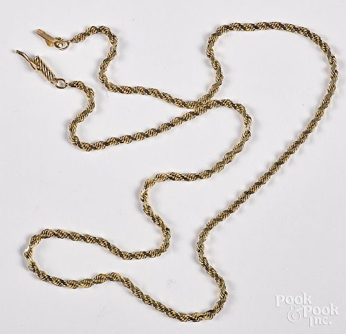 14K yellow gold necklace, 10.3 dwt.