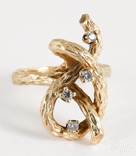 14K yellow gold and diamond ring, 7.3 dwt.