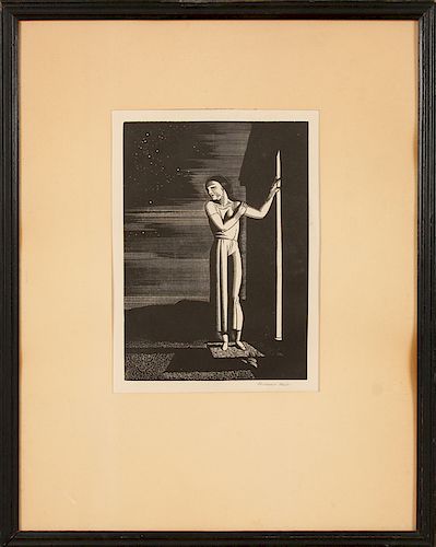 ROCKWELL KENT "STARRY NIGHT" WOOD ENGRAVING