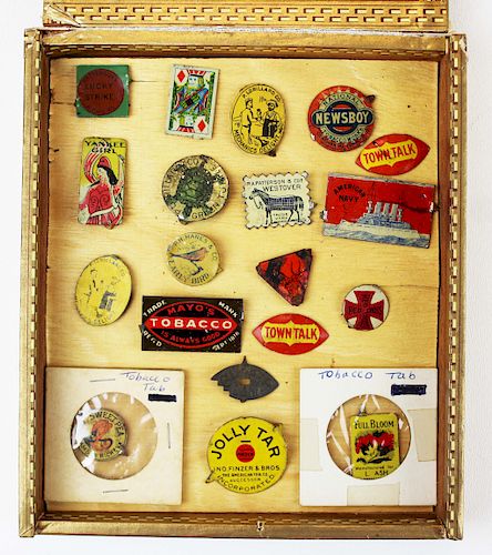 19 early tin tobacco tags