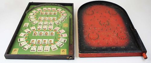 2 1930's table top pin ball bagatelle games 
