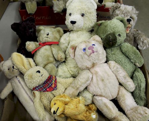 nine vintage stuffed animals, bears