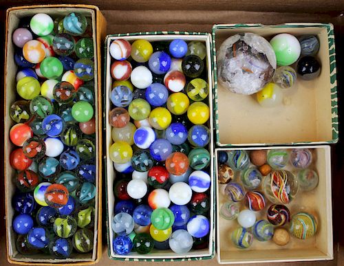 lot of glass, clay, and pottery marbles 
