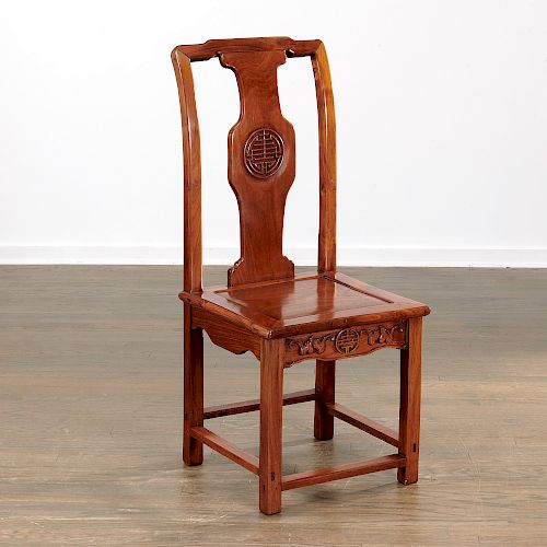 Chinese hardwood yoke back chair