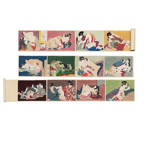 Japanese shunga erotic pillow book scroll