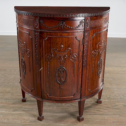 George III carved mahogany demi-lune cabinet